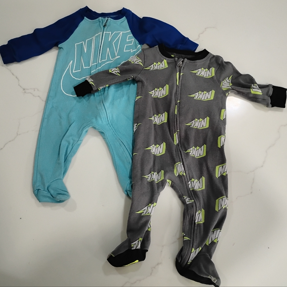 Nike Bundle  Blue and Gray Footies One Pieces Size 6mo
